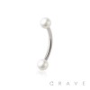 PEARL COAT BALL 316L SURGICAL STEEL CURVED BARBELL