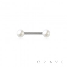 PEARL COAT BALL END 316L SURGICAL STEEL CARTILAGE BARBELL