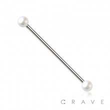 PEARL COAT BALL END 316L SURGICAL STEEL INDUSTRIAL BARBELL