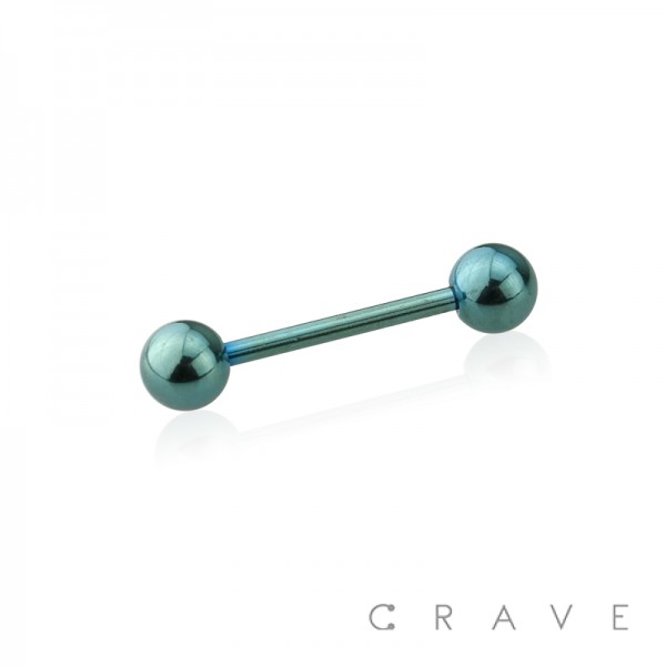 LIGHT BLUE PVD PLATED OVER 316L SURGICAL STEEL BARBELLS WITH BALLS