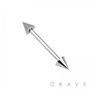 BASIC 316L STAINLESS STEEL BARBELL WITH SPIKES (external thread)