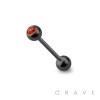 BLACK PVD PLATED OVER 316L SURGICAL STEEL BARBELL WITH PRESS FIT COLOR GEM