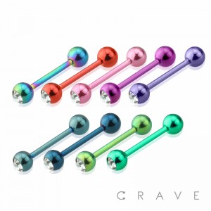 ELECTROPLATING OVER 316L SURGICAL BARBELL WITH PRESS FIT GEM BALL (external thread)