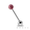 316L SURGICAL STEEL CRYSTAL PAVED EPOXY FERIDO BALL TONGUE BARBELL