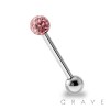 316L SURGICAL STEEL CRYSTAL PAVED EPOXY FERIDO BALL TONGUE BARBELL