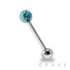 316L SURGICAL STEEL CRYSTAL PAVED EPOXY FERIDO BALL TONGUE BARBELL
