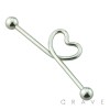316L SURGICAL STEEL HEART INDUSTRIAL BARBELL WITH BALLS