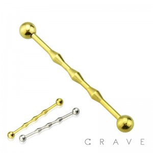 IP PLATED 316L SURGICAL STEEL INDUSTRIAL BARBELL LARGE DIAMETER WITH 3 KNOT