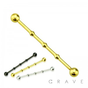 IP PLATED 316L SURGICAL STEEL INDUSTRIAL BARBELL SMALL DIAMETER WITH 3 KNOT