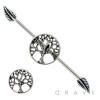 316L SURGICAL STEEL CELTIC TREE OF LIFE INDUSTRIAL BARBELL WITH LEAVES