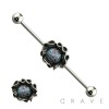 ACRYLIC STONE CENTERED FLOWER INDUSTRIAL BARBELL