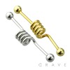 316L SURGICAL STEEL SPIRAL INDUSTRIAL BARBELL WITH BALLS