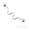 316L SURGICAL STEEL WAVE INDUSTRIAL BARBELL WITH BALLS