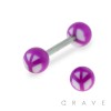 316L SURGICAL STEEL BARBELL WITH PEACE SIGN PRINTED BALL