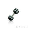 316L SURGICAL STEEL BARBELL WITH MULTI HEART CLOVER DESIGN ACRYLIC BALL
