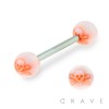 316L STAINLESS STEEL BARBELL W/ CROSSBONE ACRYLIC BALL