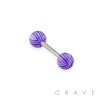 316L SURGICAL STEEL BARBELL WITH STRIPED ACRYLIC BALL