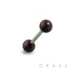 316L SURGICAL STEEL BARBELL WITH OPTIC STRIPES DESIGN ACRYLIC BALL