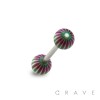 316L SURGICAL STEEL BARBELL WITH OPTIC STRIPES DESIGN ACRYLIC BALL