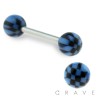 CHECKER PRINTED ACRYLIC BALL 316L SURGICAL STEEL BARBELL