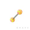 316L SURGICAL STEEL BARBELL WITH MARBLE STRIPE DESIGN ACRYLIC BALL