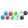 316L SURGICAL STEEL BARBELL WITH UV GLITTER STAR DESIGN ACRYLIC BALL