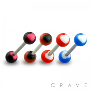 316L SURGICAL STEEL BARBELL WITH HEART DESIGN ACRYLIC BALL