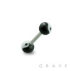 316L SURGICAL STEEL BARBELL WITH YIN YANG DESIGN ACRYLIC BALL