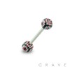 316L SURGICAL STEEL BARBELL WITH CHECKERED PATTERN DESIGN ACRYLIC BALL
