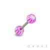 316L SURGICAL STEEL BARBELL WITH UV STRIPED INSIDE STAR DESIGN ACRYLIC
