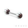 FLOWER PRINTED ACRYLIC BALL 316L SURGICAL STEEL BARBELL