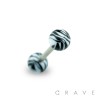 316L SURGICAL STEEL BARBELL WITH TIGER STRIPE DESIGN ACRYLIC BALL