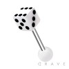 ACRYLIC DICE END 316L SURGICAL STEEL BARBELL