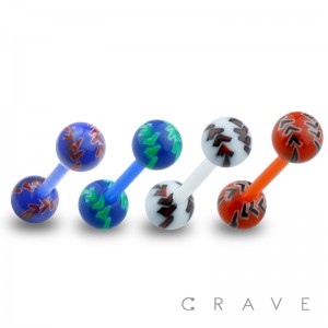 BIO-FLEX BARBELL WITH TRIBAL ARROW DESIGN ACRYLIC BALL