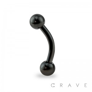BLACK TITANIUM IP OVER 316L SURGICAL STEEL EYEBROW WITH BALLS (external thread)