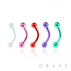 ELECTROPLATING OVER 316L SURGICAL STEEL CURVED BARBELL/EYEBROW WITH BALL (external thread)