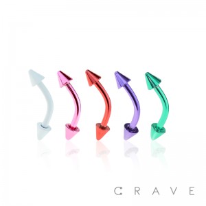 ELECTROPLATING OVER 316L SURGICAL STEEL EYEBROW WITH SPIKES (external thread)