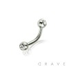316L Surgical Steel Curved Barbell / Eyebrow with Clear Gems