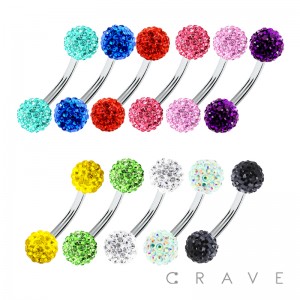 316L SURGICAL STEEL EYEBROW WITH 3MM FERIDO GEM BALLS