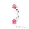 316L SURGICAL STEEL INTERNALLY THREADED CURVED EYEBROW BARBELL WITH SYNTHETIC OPAL
