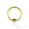 GOLD PVD PLATED CAPTIVE BEAD RING OVER 316L SURGICAL STEEL