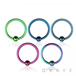 COLOR PVD PLATED 316L SURGICAL STEEL CAPTIVE BEAD RING (16GA)