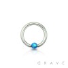 SYNTHETIC OPAL BALL 316L SURGICAL STEEL CAPTIVE BEAD RING