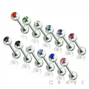 16G 316L SURGICAL STEEL PRESS FIT GEM CARTILAGE/TRAGUS BAR