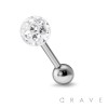 CRYSTAL PAVED EPOXY FERIDO BALL 316L SURGICAL STEEL CARTILAGE/TRAGUS BAR