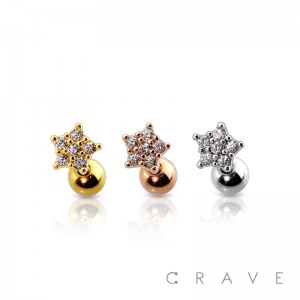 316L SURGICAL STAINLESS STEEL CARTILAGE BARBELL WITH TINY STAR TOP