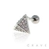 316L SURGICAL STAINLESS STEEL CARTILAGE BARBELL WITH PYRAMID