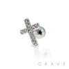 316L SURGICAL STEEL CARTILAGE BARBELL WITH GEM PAVED CROSS