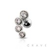 316L SURGICAL STEEL CARTILAGE BARBELL WITH BUBBLE CLUSTERED