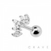 316L SURGICAL STAINLESS STEEL CARTILAGE BARBELL WITH SKY FALL GEM